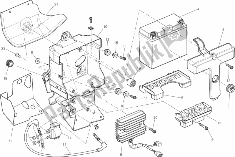 All parts for the Battery of the Ducati Superbike 848 EVO Corse SE 2013
